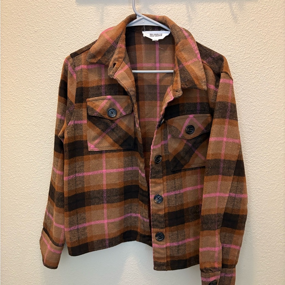 Steve Madden Brown and Pink Checkered Jacket